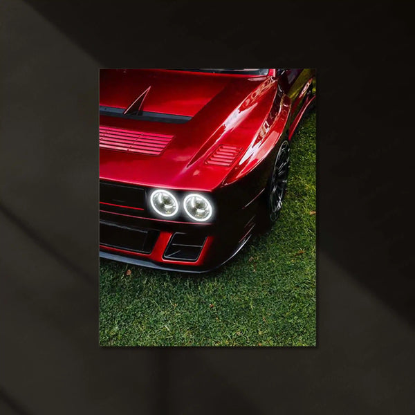 Lancia Delta Futurista – Red Custom Build Neon LED Metal Poster | Rally Legend Wall Frame