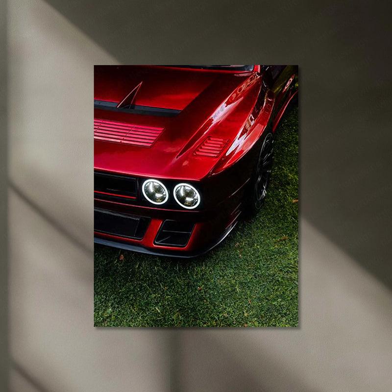 Lancia Delta Futurista – Red Custom Build Neon LED Metal Poster | Rally Legend Wall Frame