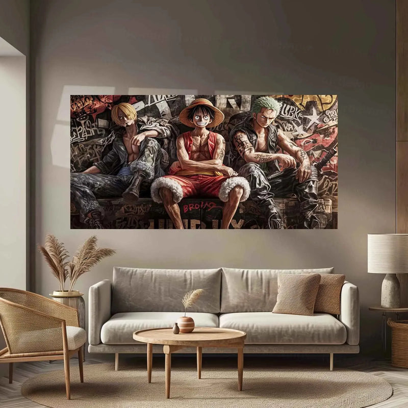 Luffy, Zoro & Sanji Metal Poster | One Piece Trio Wall Art | Straw Hat Pirates Decor - TURTLEWINGS