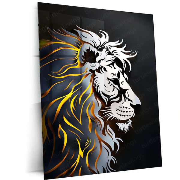 Majestic Lion Art Metal Frame | Regal Wildlife Wall Decor | Premium Metal Poster 01 - TURTLEWINGS