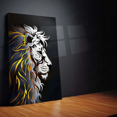 Majestic Lion Art Metal Frame | Regal Wildlife Wall Decor | Premium Metal Poster 01 - TURTLEWINGS