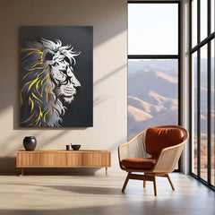 Majestic Lion Art Metal Frame | Regal Wildlife Wall Decor | Premium Metal Poster 01 - TURTLEWINGS
