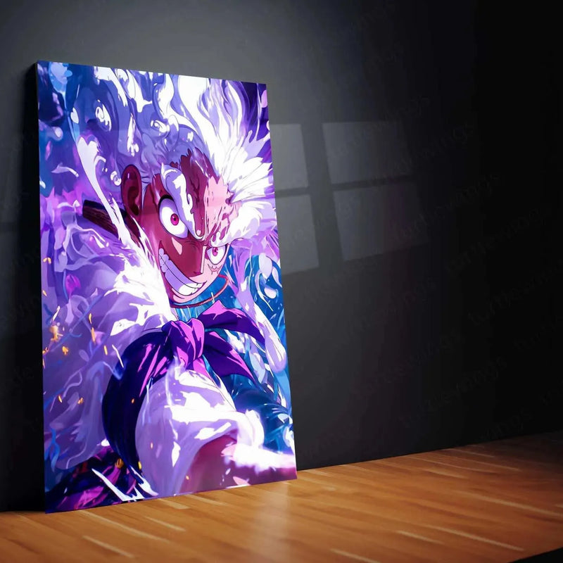 Luffy Gear 5 Metal Poster – One Piece Nika Awakening Wall Art - TURTLEWINGS