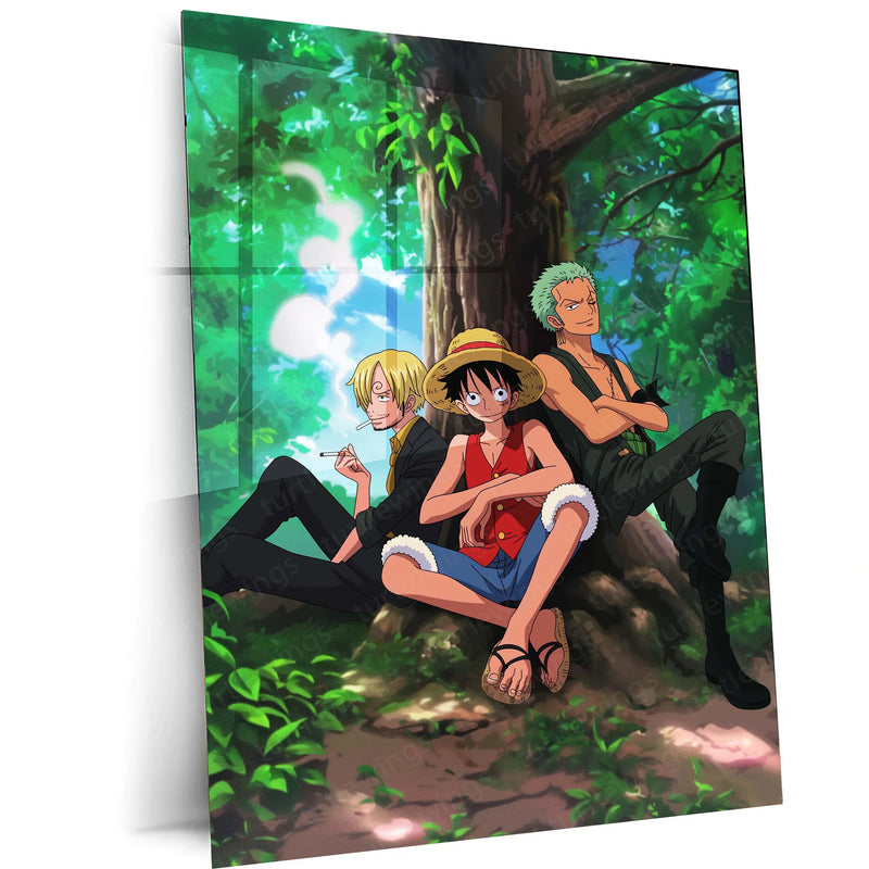 Anime Metal Poster | Luffy, Zoro & Sanji Metal Poster | One Piece Trio Wall Art - TURTLEWINGS