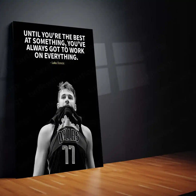 Quote Metal Poster | Luka Dončić – Work on Everything Motivational Quote Metal Poster | Basketball Wall Frame