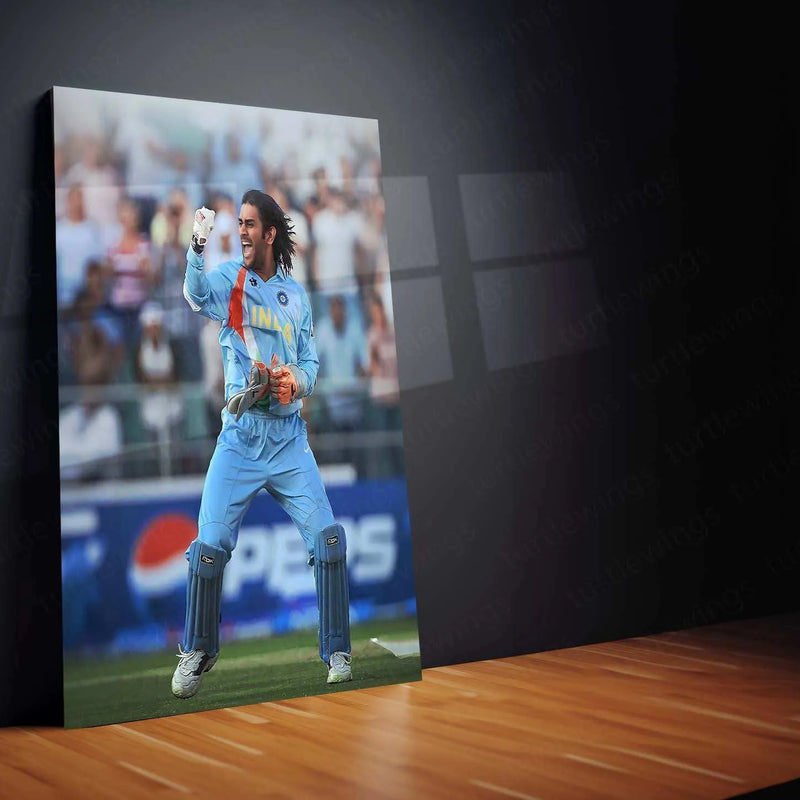 MS Dhoni 2007 Metal Poster – Iconic T20 World Cup Victory Wall Art - TURTLEWINGS