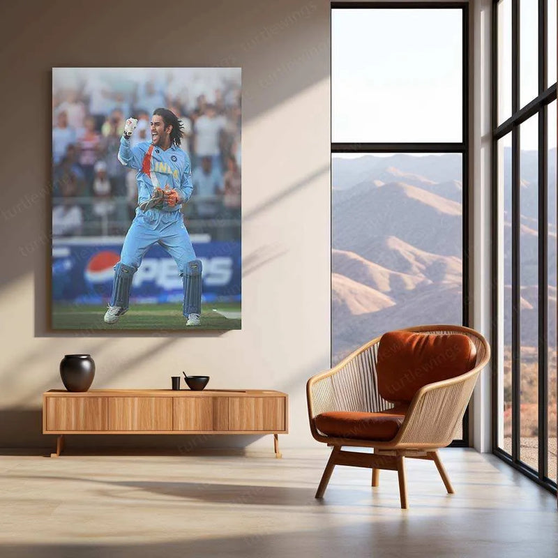 MS Dhoni 2007 Metal Poster – Iconic T20 World Cup Victory Wall Art - TURTLEWINGS