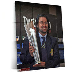 MS Dhoni 2007 Metal Poster – Iconic T20 World Cup Victory Wall Art 2 - TURTLEWINGS