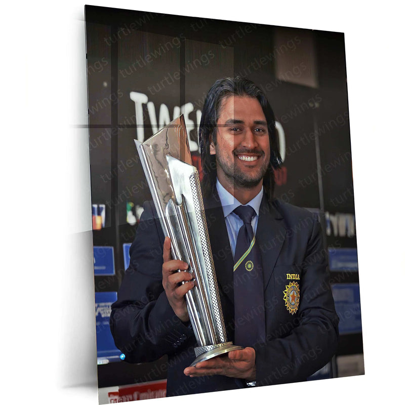 MS Dhoni 2007 Metal Poster – Iconic T20 World Cup Victory Wall Art 2 - TURTLEWINGS