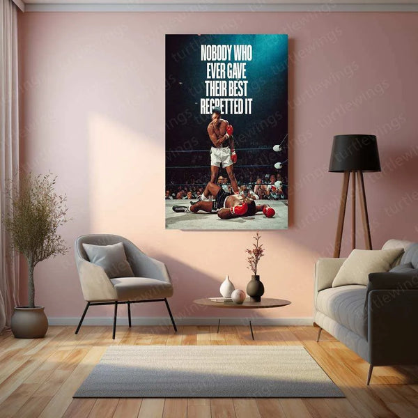 Muhammad Ali Quote Metal Poster – Inspirational Boxing & Champion Mindset Wall Art - TURTLEWINGS