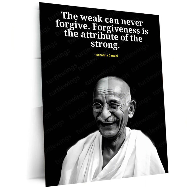 Quote Metal Poster | Mahatma Gandhi – Forgiveness is Strength Quote Metal Poster | Inspirational Wall Frame