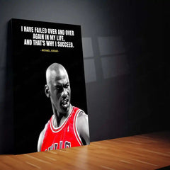 Quote Metal Poster | Michael Jordan – Success Through Failure Quote Metal Poster | Basketball Legend Wall Frame