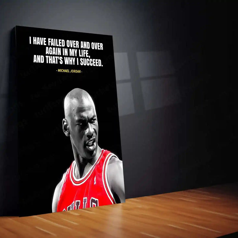 Quote Metal Poster | Michael Jordan – Success Through Failure Quote Metal Poster | Basketball Legend Wall Frame