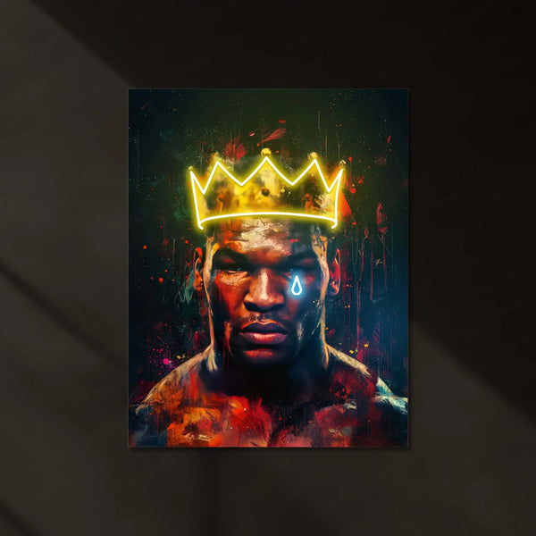 Mike Tyson Neon LED Metal Frame | Boxing Legend Wall Art | Bold Champion Poster for Fighters & Fans