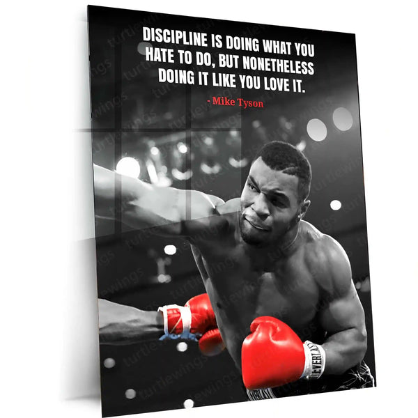 Quote Metal Poster | Mike Tyson – Discipline & Dedication Quote Metal Poster | Boxing Motivation Wall Frame