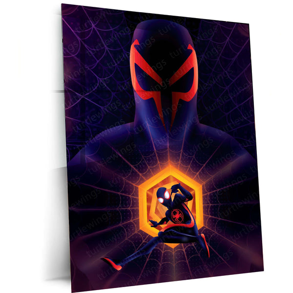 Miles Morales & Spider-Man Metal Frame | Marvel Superhero Wall Art | Bold Comic-Inspired Metal Poster - TURTLEWINGS