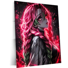 Anime metal poter | Mitsuri Kanroji – Demon Slayer Metal Poster | Love Hashira Anime Wall Frame