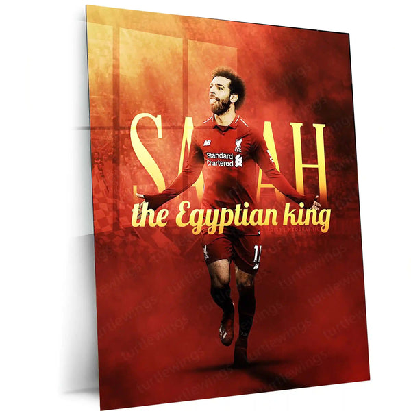 Mohamed Salah – The Egyptian King Metal Frame | Liverpool FC Wall Art | Iconic Poster for Reds Fans & Football Royalty Collectors - TURTLEWINGS