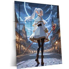 Moonlit Mage – Guardian of the Silent Streets Metal Poster | Dark Fantasy Wall Frame