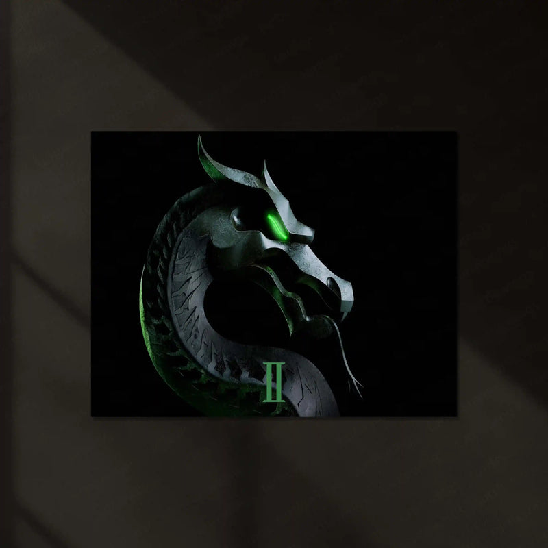 Mortal Kombat II Dragon Emblem – Legendary Gaming Neon LED Metal Poster | Arcade Wall Frame