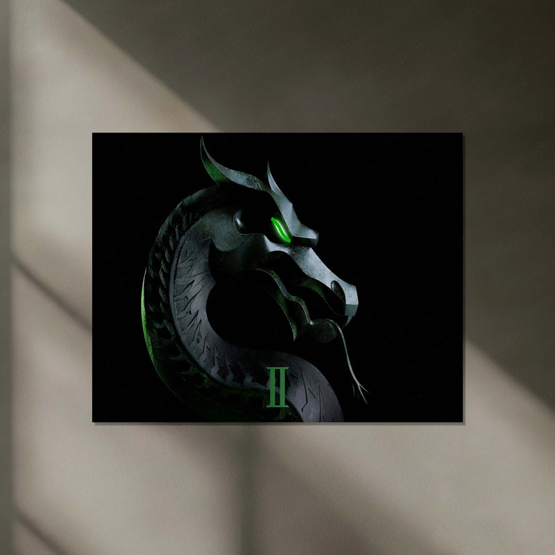 Mortal Kombat II Dragon Emblem – Legendary Gaming Neon LED Metal Poster | Arcade Wall Frame