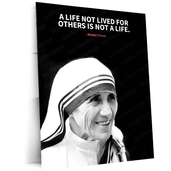 Quote Metal Poster | Mother Teresa’s Legacy Metal Poster | Inspirational Compassion Wall Frame