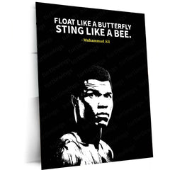 Quote Metal Poster | Muhammad Ali – Float Like a Butterfly, Sting Like a Bee Metal Poster | Boxing Legend Wall Frame