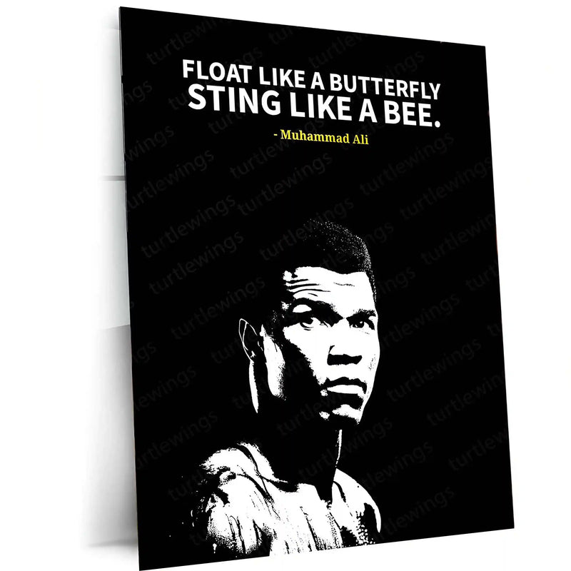 Quote Metal Poster | Muhammad Ali – Float Like a Butterfly, Sting Like a Bee Metal Poster | Boxing Legend Wall Frame