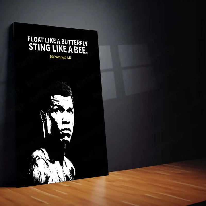 Quote Metal Poster | Muhammad Ali – Float Like a Butterfly, Sting Like a Bee Metal Poster | Boxing Legend Wall Frame
