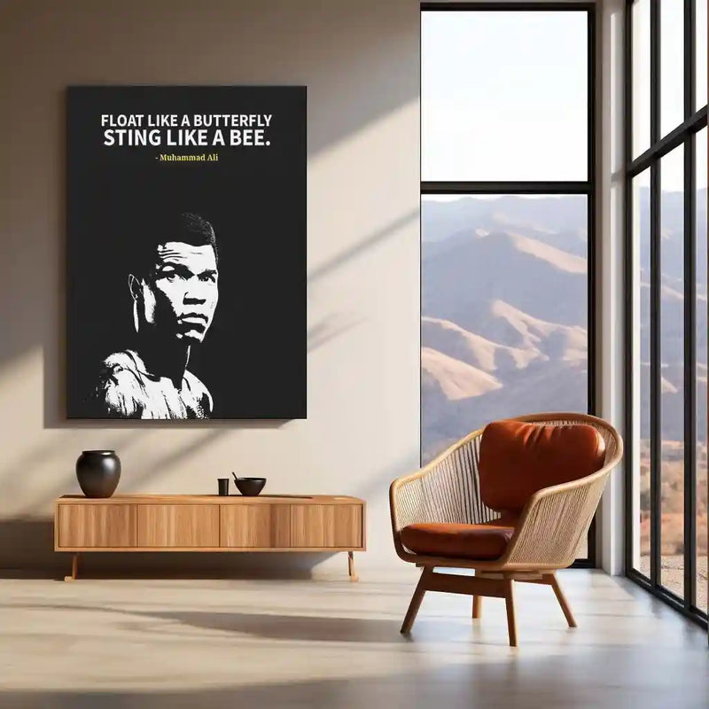 Quote Metal Poster | Muhammad Ali – Float Like a Butterfly, Sting Like a Bee Metal Poster | Boxing Legend Wall Frame