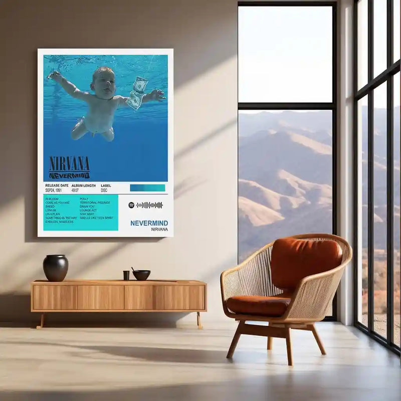 Nevermind – Nirvana | Classic Grunge Album Cover Metal Poster | HD Metal Wall Frame