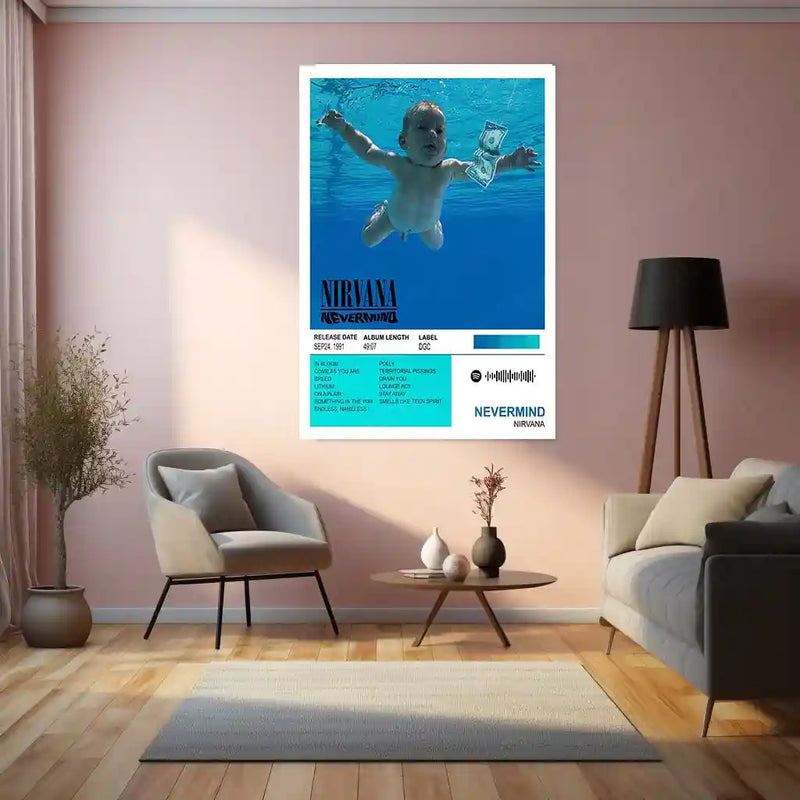 Nevermind – Nirvana | Classic Grunge Album Cover Metal Poster | HD Metal Wall Frame
