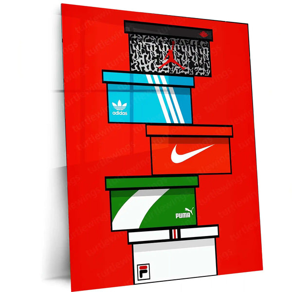 Pop Art Sneaker Boxes – Jordan, Nike, Adidas, Puma, Fila Metal Frame | Hypebeast Wall Art | Streetwear Sneakerhead Decor