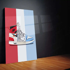 Off-White x Air Jordan 1 Chicago UNC Split Metal Frame | Sneakerhead Wall Art | Virgil Abloh-Inspired Streetwear Decor
