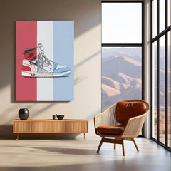 Off-White x Air Jordan 1 Chicago UNC Split Metal Frame | Sneakerhead Wall Art | Virgil Abloh-Inspired Streetwear Decor