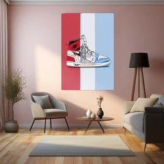 Off-White x Air Jordan 1 Chicago UNC Split Metal Frame | Sneakerhead Wall Art | Virgil Abloh-Inspired Streetwear Decor