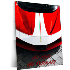 Cars Metal Poster | NO RISK NO FERRARI – Motivational Supercar Metal Poster | Ferrari Wall Frame 02