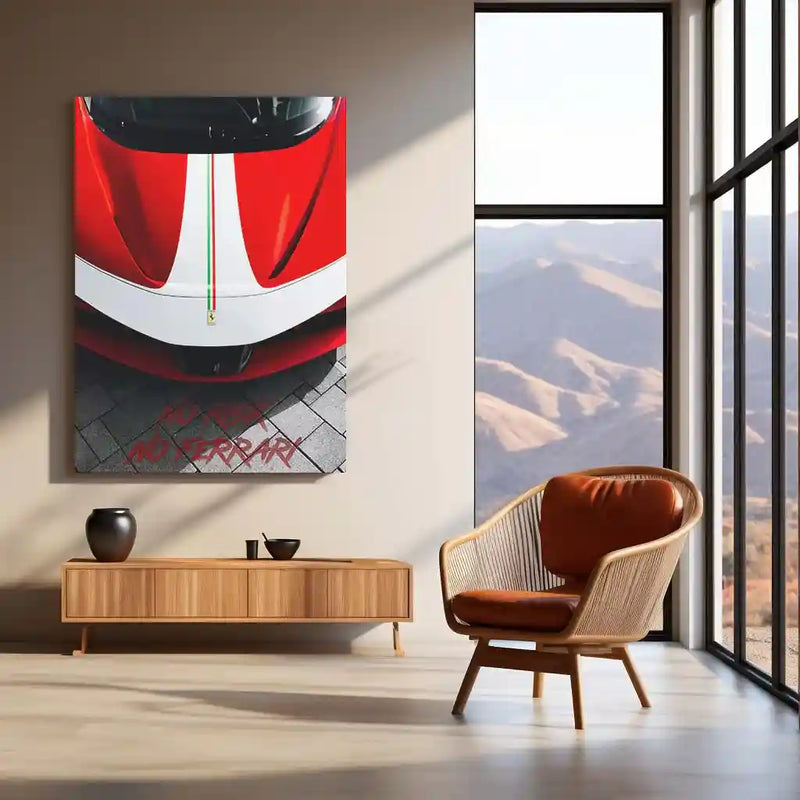 Cars Metal Poster | NO RISK NO FERRARI – Motivational Supercar Metal Poster | Ferrari Wall Frame 02