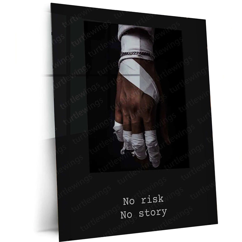No Risk No Story Metal Poster – Motivational Wall Art | Hustle & Success Mindset Decor - TURTLEWINGS