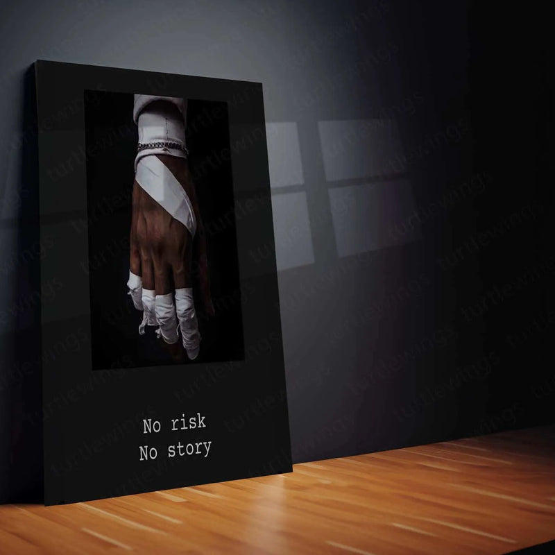 No Risk No Story Metal Poster – Motivational Wall Art | Hustle & Success Mindset Decor - TURTLEWINGS