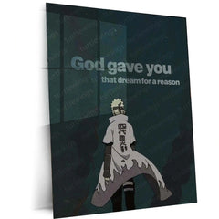Naruto – “God Gave You That Dream” Metal Poster | Anime x Faith Motivational Wall Art