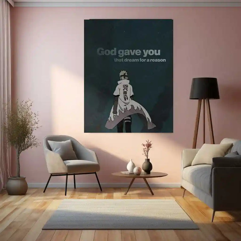 Naruto – “God Gave You That Dream” Metal Poster | Anime x Faith Motivational Wall Art