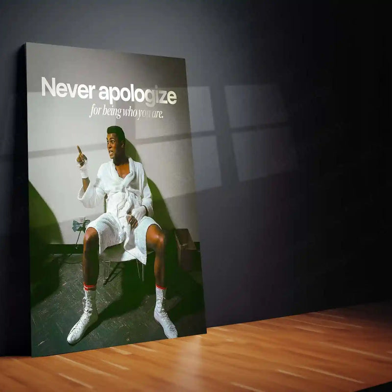 Never Apologize for Being Who You Are – Confidence Metal Frame | Empowerment Quote Wall Art | Bold Self-Love Decor