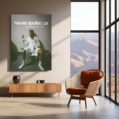 Never Apologize for Being Who You Are – Confidence Metal Frame | Empowerment Quote Wall Art | Bold Self-Love Decor