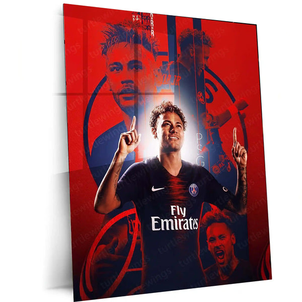 Neymar Jr. PSG Metal Frame | Paris Saint-Germain Football Art - TURTLEWINGS