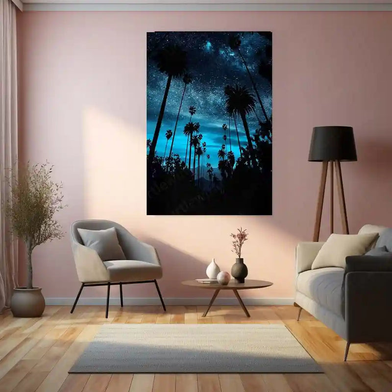 Night Scape Art Metal Frame | Starry Night Landscape Wall Decor - TURTLEWINGS