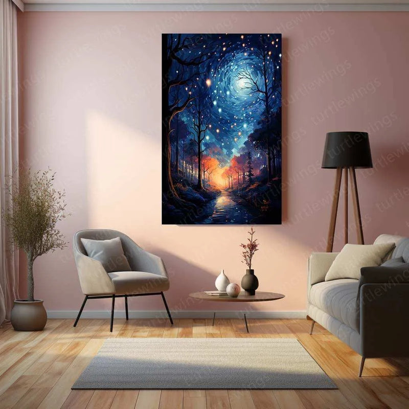 Night Sky Metal Poster – Cosmic Starry Night Wall Art | Dreamy Galaxy & Space Decor - TURTLEWINGS