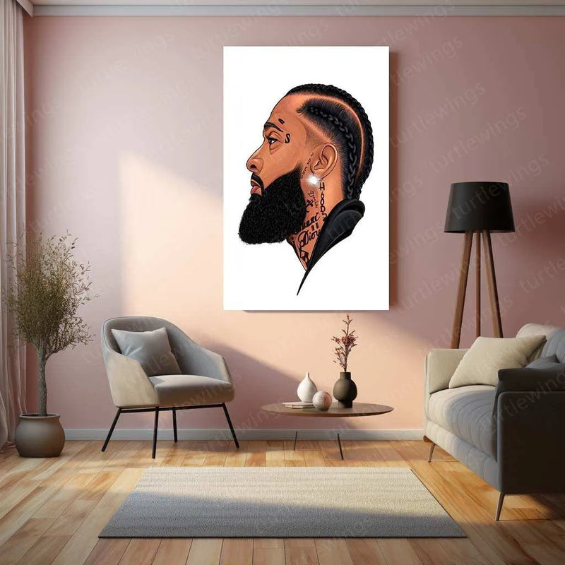 Nipsey Hussle Metal Poster | Rap Legend Portrait | Hip-Hop Wall Art - TURTLEWINGS
