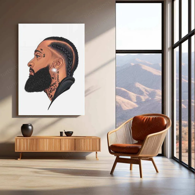Nipsey Hussle Metal Poster | Rap Legend Portrait | Hip-Hop Wall Art - TURTLEWINGS