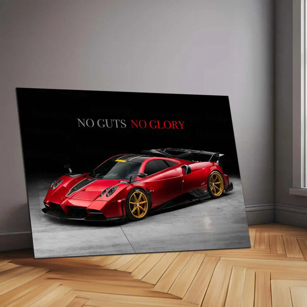 No Guts, No Glory – Pagani Huayra BC Metal Frame | Hypercar Motivation Wall Art